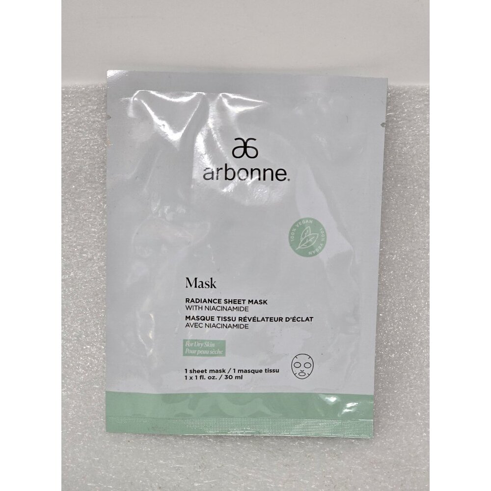 Arbonne Radiance Sheet Mask With Niacinamide For All Skin Types 30ml Vegan